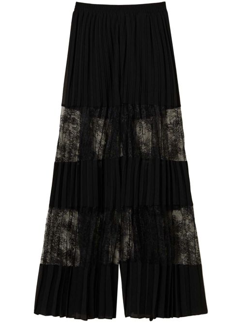 Pleated georgette trousers - Black