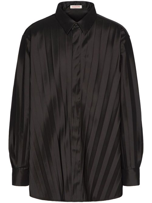 Pleated long sleeves shirt - Brown
