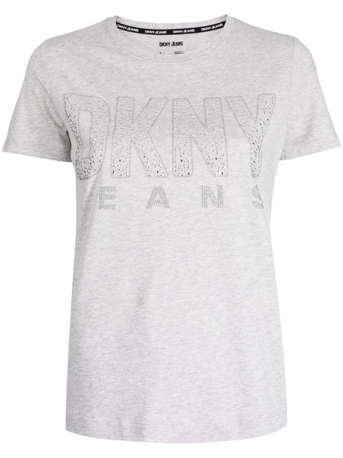 Stud-embellished logo T-shirt - Grey