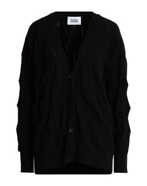 Woman Cardigan Black Size 4 Wool, Polyester
