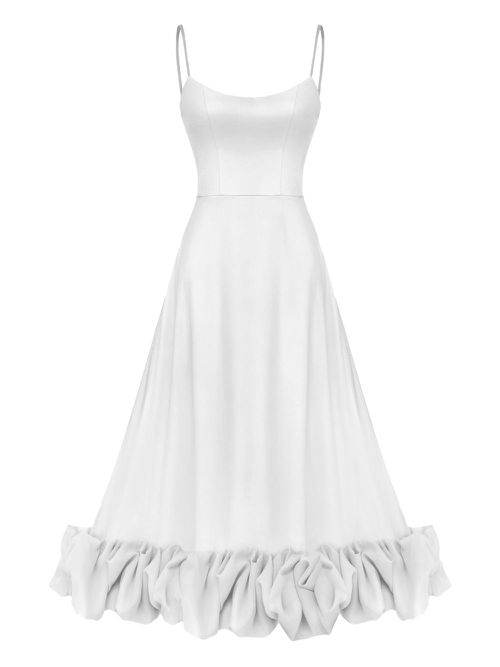 Flounce midi dress - White