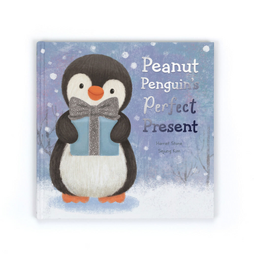 Peanut Penguin's Perfect Present Book Christmas Holiday Gift / Present Stuffed Toy Decoration Festive Plush Animal Soft & Cute For Kids/Children/Adults The Best Stocking Filler Xmas Secret Santa Collectible New Black/