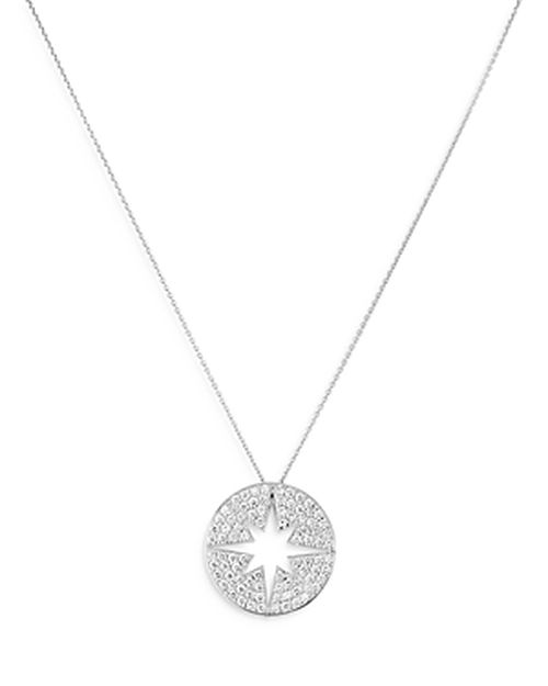 18K White Gold Tiny Treasures Diamond Starburst Pendant Necklace, 16-18
