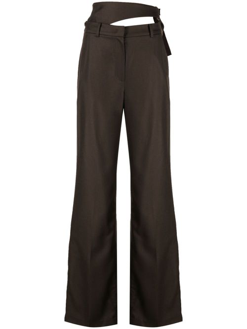 Cut-out detailing wool tailored trousers - Brown
