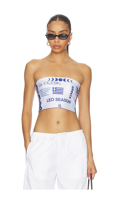 Di Petsa Leo Season Tube Top in White,Blue. XS. Also in S
