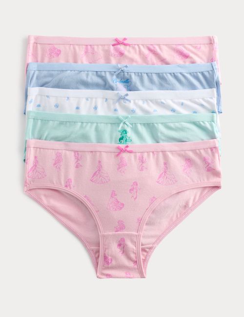 M&S 5 Pack Disney Princess™ Cotton with Stretch Knickers 18 Mths-8 Yrs - 18-24 Months - Pink Mix, Pink Mix