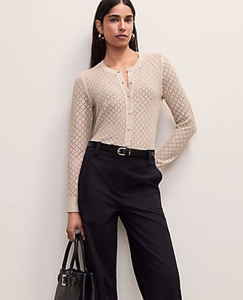 Ann Taylor Metallic Pointelle Stitch Ann Cardigan
