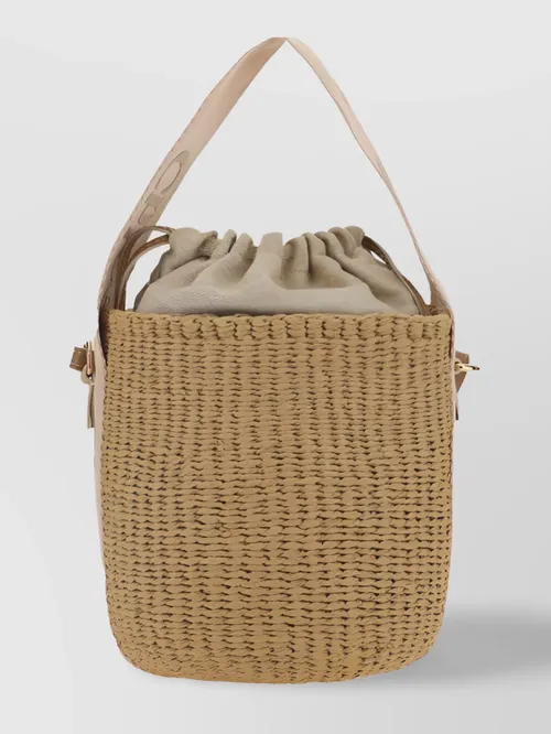 Chloé - woody small raffia bucket bag