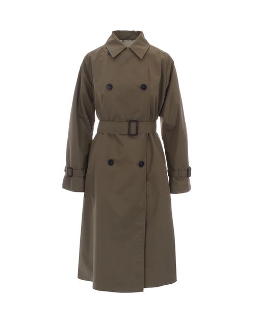 Green Shirt Collar Trench Coat