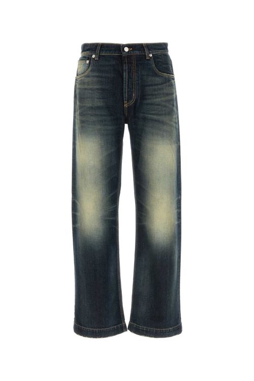 Vintage-Washed Cotton Jeans — Navy