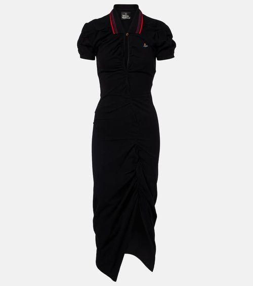Pulling ruched cotton midi dress