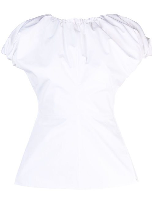 Puff-sleeve cotton top - White