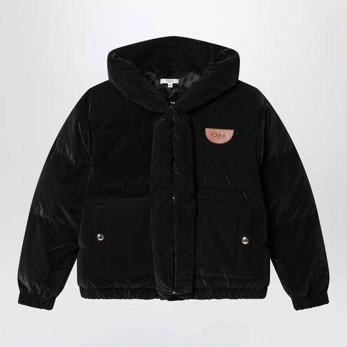Black down jacket with applique