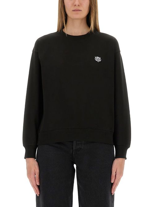 Cotton Sweatshirt With happy Tiger Patch
