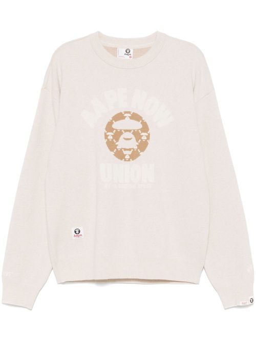 Moonface-logo crew-neck jumper - Neutrals