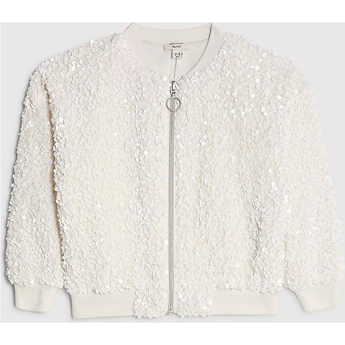 River Island Mini Girls Bomber Jacket White Sequin
