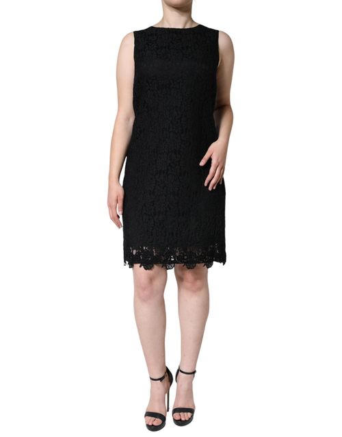 Floral Lace Sheath Dress — Black