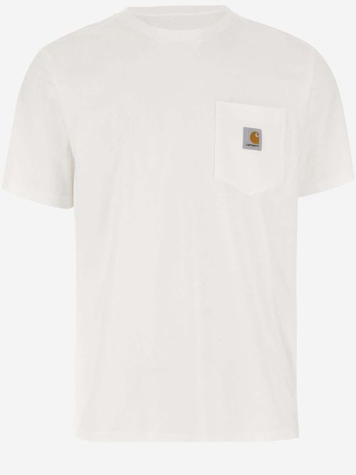 Logo Patch Pocket Cotton T-Shirt — White