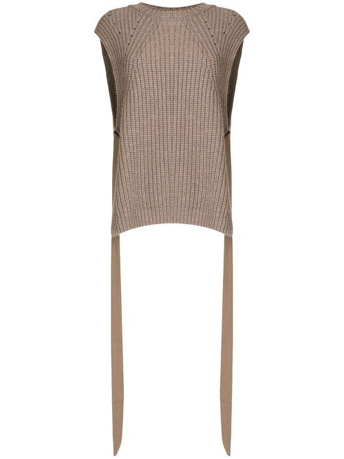 Side-taps knitted top - Brown