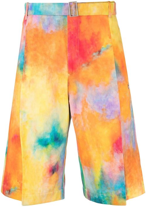 Tie-Dye Cotton Shorts — Orange