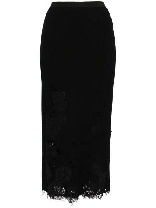 Laced knitted skirt - Black
