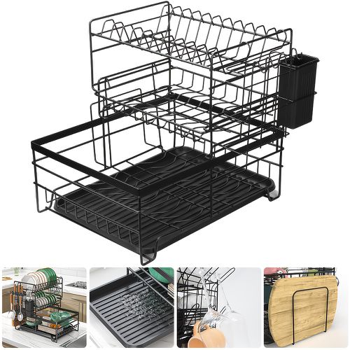 TEMU Practical Storage Rack, A Set -layer Dish Rack With Large-capacity Drainage Rack, Multi-functional And Detachable, Anti-rust Iron Kitchen