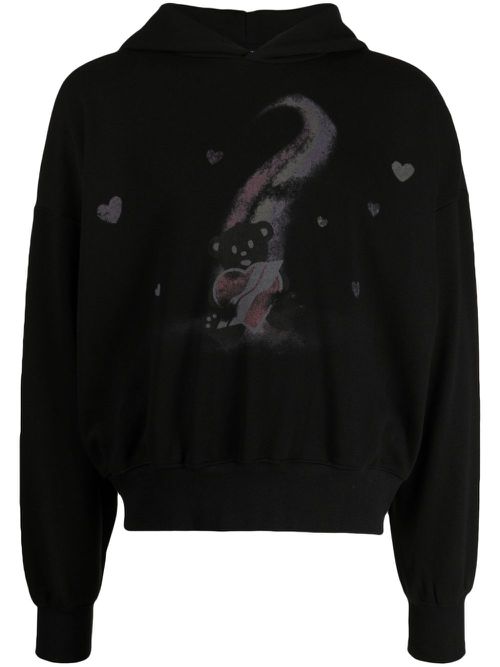 Logo-print long-sleeve hoodie - BLACK