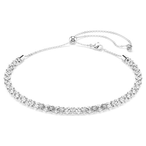 Dextera necklace, Round cut, White, Stainless steel