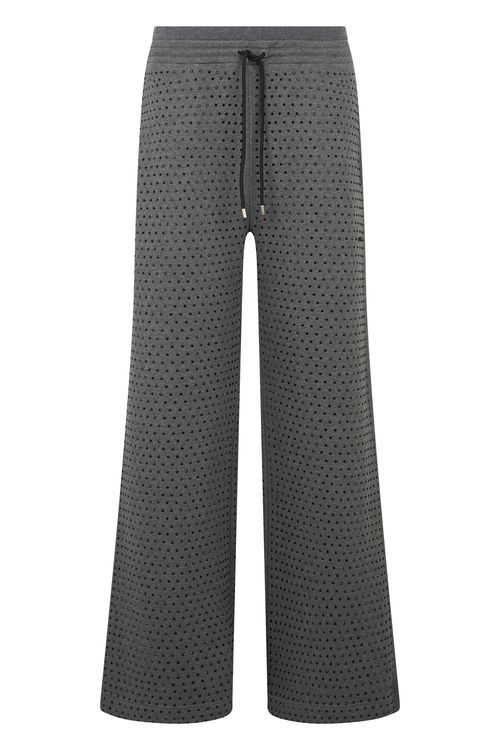 Rhinestone Fleece Pants with High-Waist Wide Leg