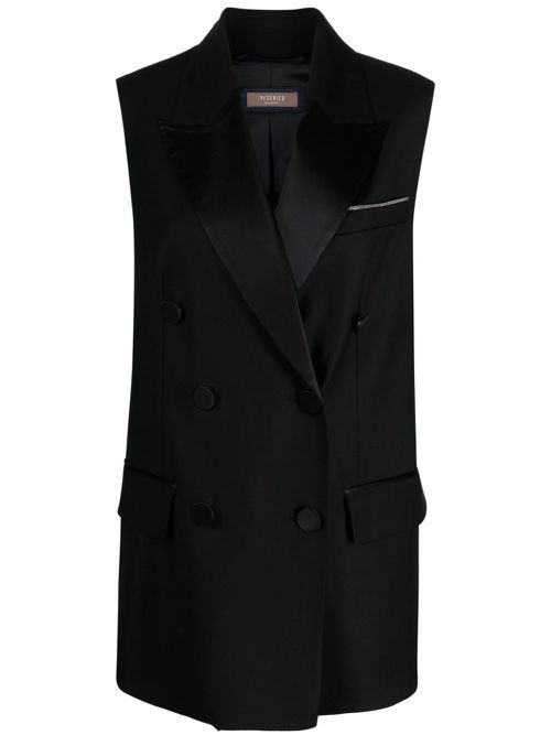 Double-breasted sleeveless vest - Black