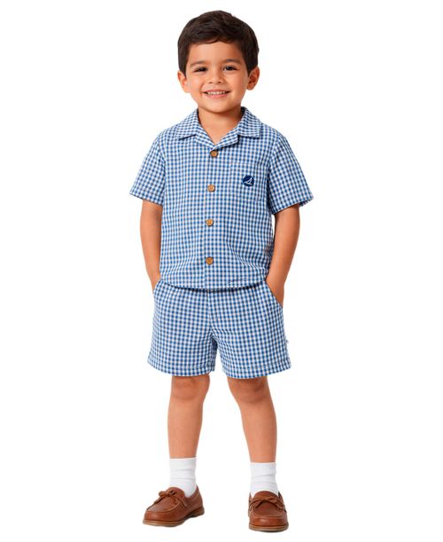 Baby Boys' Button-Down Shirt and Shorts, 2-Piece Set - Navy
