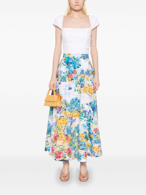 Floral-print skirt - White