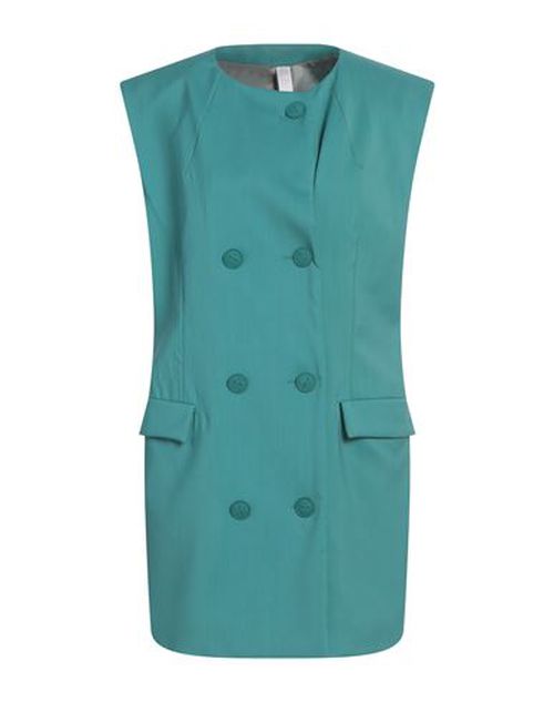 Hevò Woman Overcoat & Trench Coat Deep teal Size 4 Virgin Wool