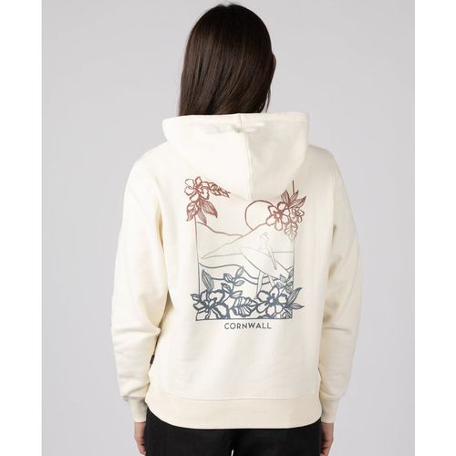 Saltrock Happy Place Cornwall Womens Pop Hoodie in Crea