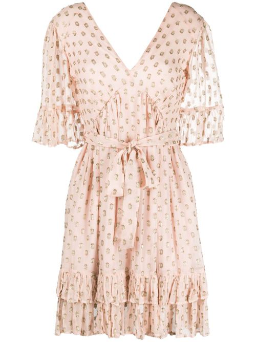 Tiered fil-coupé minidress - Pink