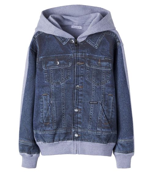 Trompe l'ail cotton fleece hoodie