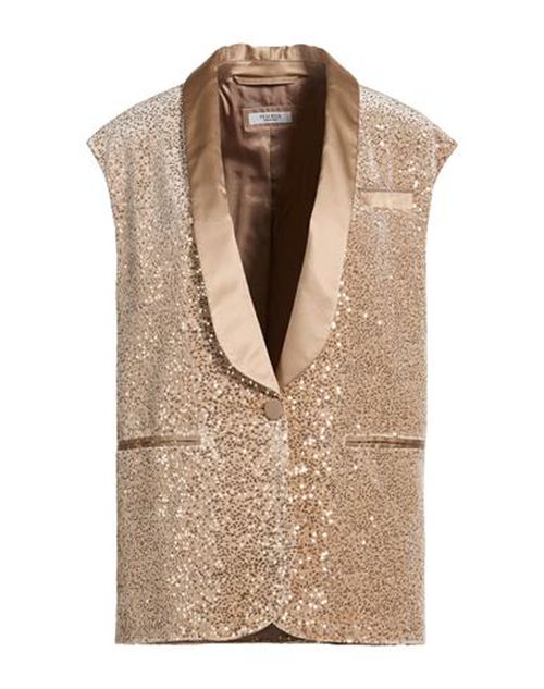 Woman Blazer Beige Size 10 Polyester, Elastane, Silk