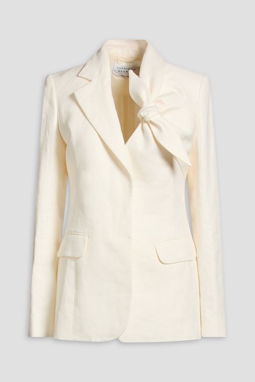 Oslo knotted linen-twill blazer - White - IT 40