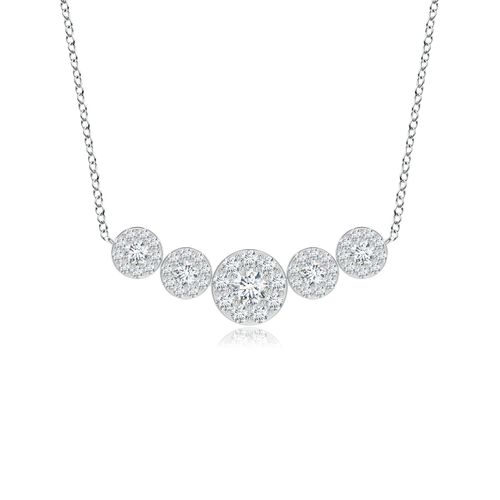 Angara 0.32 Carat Lab-Grown Graduated Five Stone Diamond Halo Necklace in Platinum