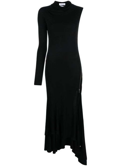 Single-sleeve asymmetric dress - Black