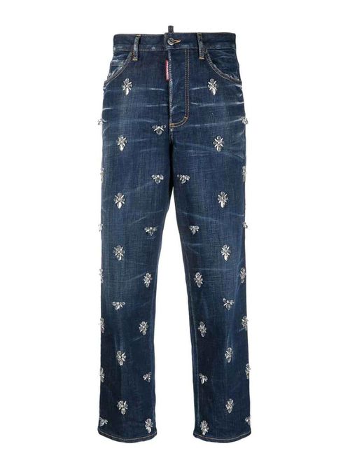 Crystal flies high-rise jeans