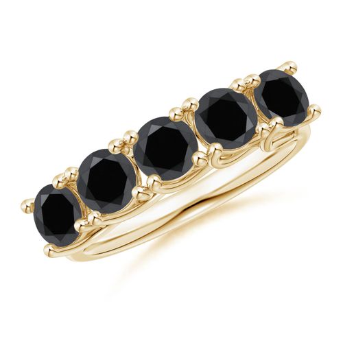 Angara 2.5 Carats Half Eternity Five Stone Enhanced Black Diamond Wedding Ring in 18K Yellow Gold