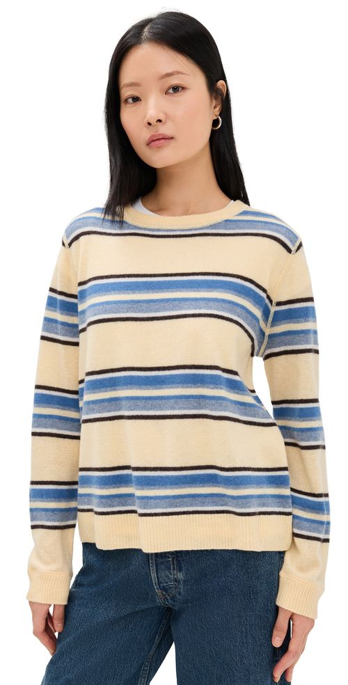 Cashmere Boyfriend Sweater Parmesan Multi Stripe 