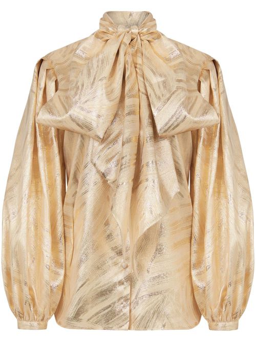 Pussy-bow foiled blouse - Gold