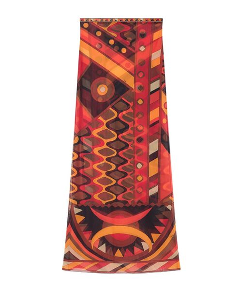 Vivara Print Long Tulle Skirt
