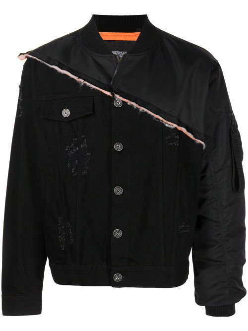 Patchwork panelled denim jacket - Black