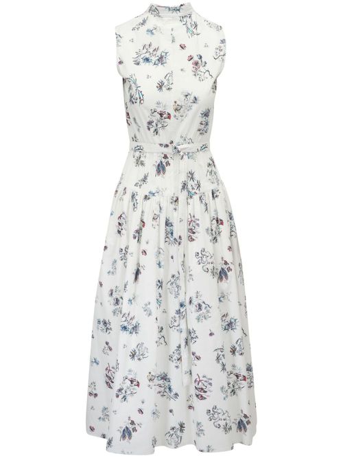 Floral-print midi dress - White