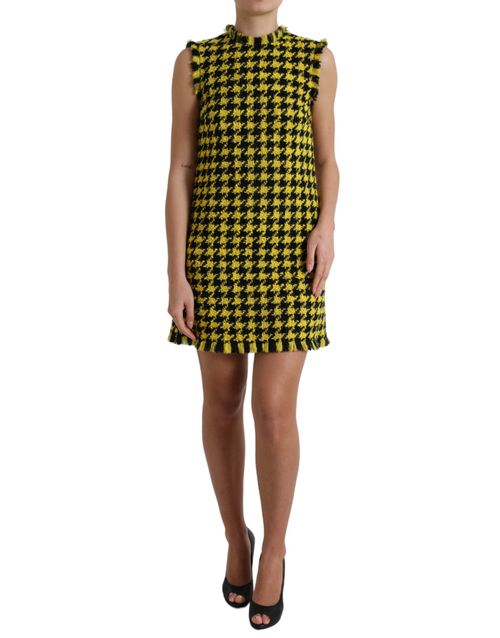 Houndstooth Virgin Wool Dress — Yellow