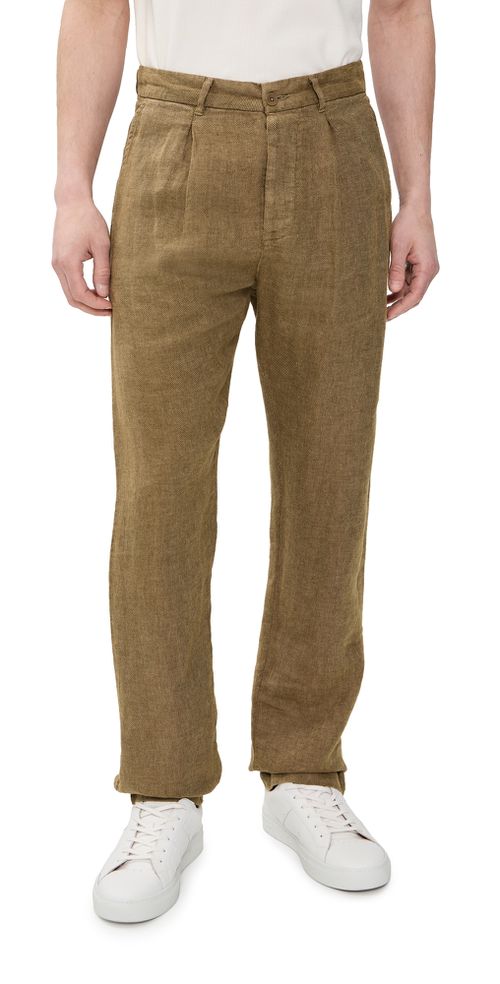 Pleated Linen Alta Trousers Chai
