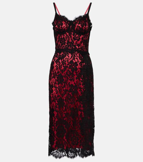 Floral cotton-blend lace slip dress